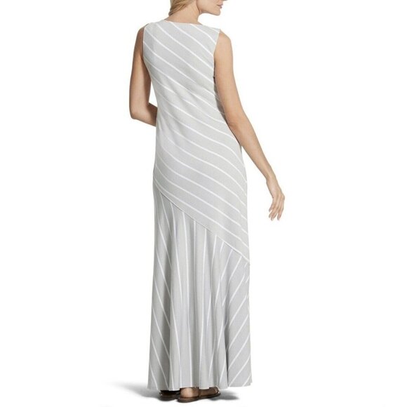 Chico's Maxi Dress Size 0 S/4 Stretch Metallic Shimmer Striped Sleeveless Grey - Picture 2 of 9